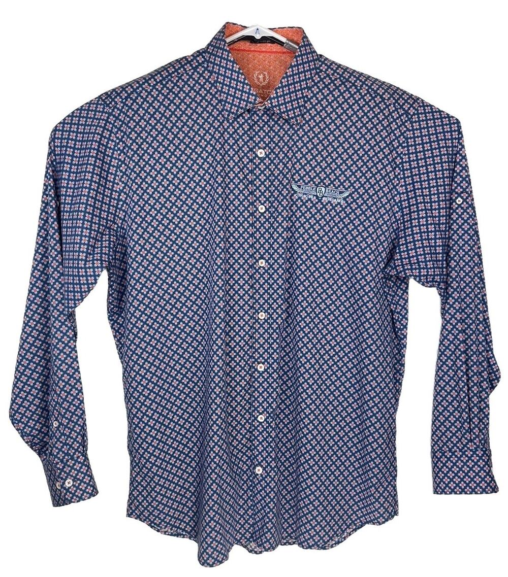 BUGATCHI UOMO Pebble Beach Concours Long Sleeve Button Down Shirt Men's XL